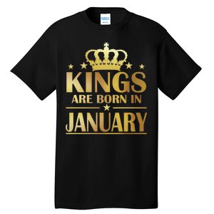 Limited Edition Kings Are Born in January Gold Print Tall T-Shirt