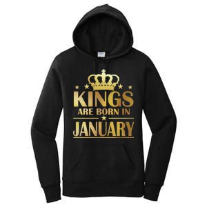 Limited Edition Kings Are Born in January Gold Print Women's Pullover Hoodie