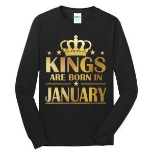 Limited Edition Kings Are Born in January Gold Print Tall Long Sleeve T-Shirt