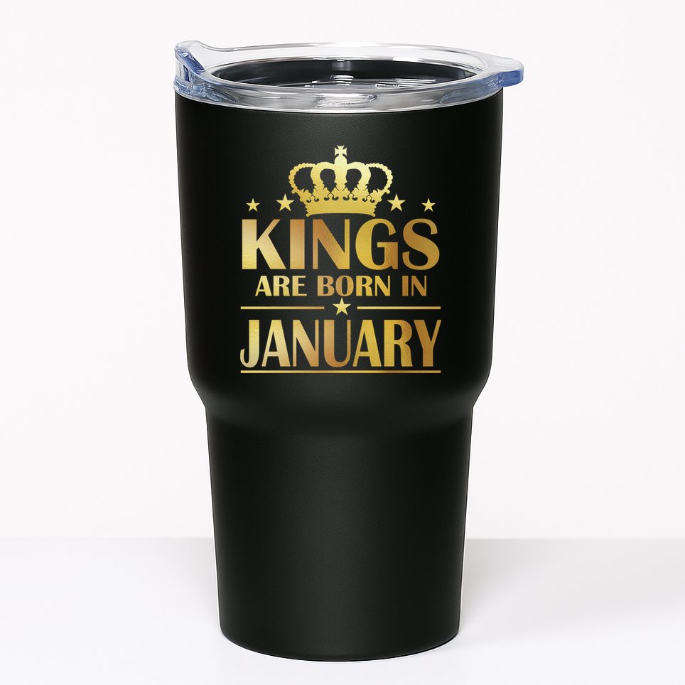 Limited Edition Kings Are Born in January Gold Print Tumbler