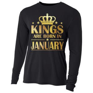 Limited Edition Kings Are Born in January Gold Print Cooling Performance Long Sleeve Crew