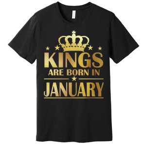 Limited Edition Kings Are Born in January Gold Print Premium T-Shirt