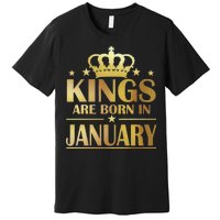 Limited Edition Kings Are Born in January Gold Print Premium T-Shirt