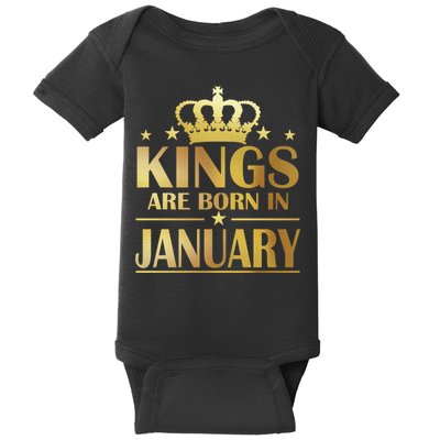 Limited Edition Kings Are Born in January Gold Print Baby Bodysuit