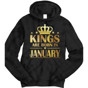 Limited Edition Kings Are Born in January Gold Print Tie Dye Hoodie