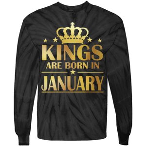 Limited Edition Kings Are Born in January Gold Print Tie-Dye Long Sleeve Shirt