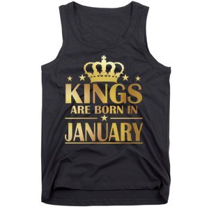 Limited Edition Kings Are Born in January Gold Print Tank Top