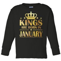 Limited Edition Kings Are Born in January Gold Print Toddler Long Sleeve Shirt