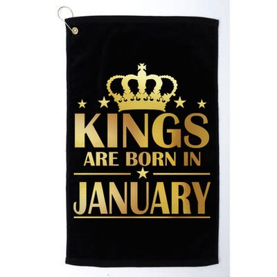 Limited Edition Kings Are Born in January Gold Print Golf Towel