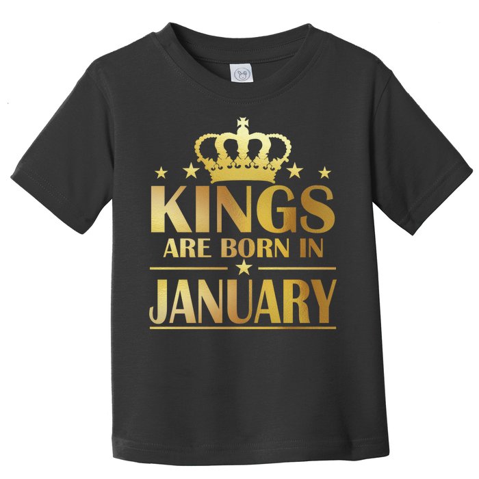 Limited Edition Kings Are Born in January Gold Print Toddler T-Shirt