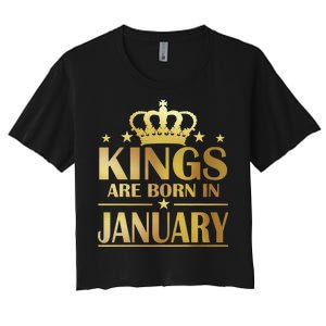 Limited Edition Kings Are Born in January Gold Print Women's Crop Top Tee