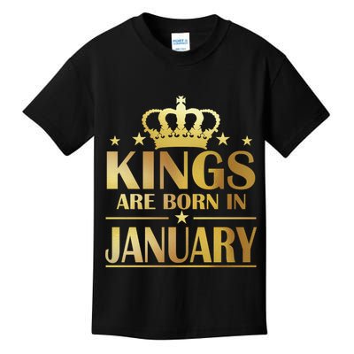 Limited Edition Kings Are Born in January Gold Print Kids T-Shirt