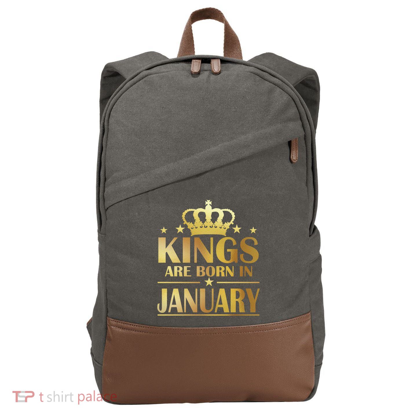 Limited Edition Kings Are Born in January Gold Print Cotton Canvas Backpack