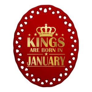 Limited Edition Kings Are Born in January Gold Print Ceramic Oval Ornament