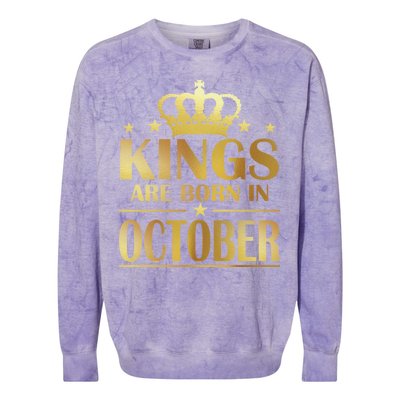 Limited Edition Kings Are Born in October Gold Print Colorblast Crewneck Sweatshirt