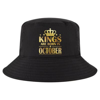 Limited Edition Kings Are Born in October Gold Print Cool Comfort Performance Bucket Hat