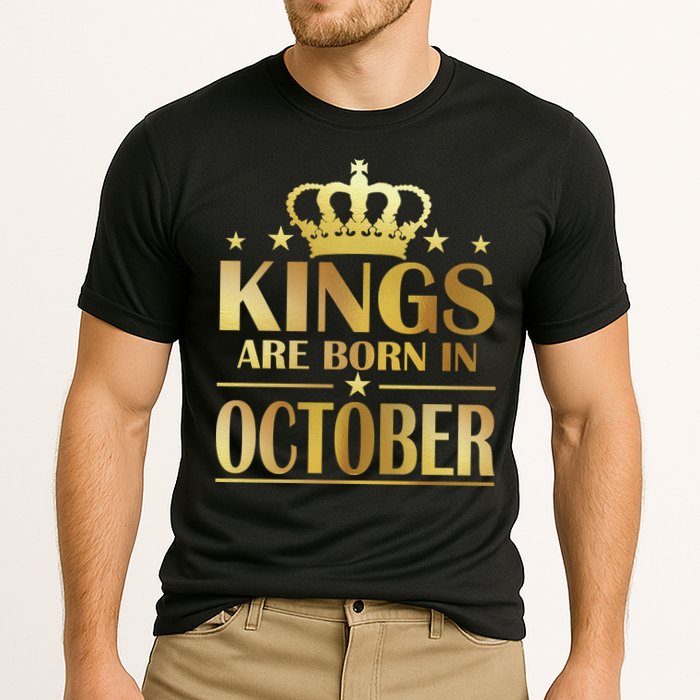 Limited Edition Kings Are Born in October Gold Print Cooling Performance Crew T-Shirt