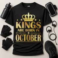 Limited Edition Kings Are Born in October Gold Print Cooling Performance Crew T-Shirt