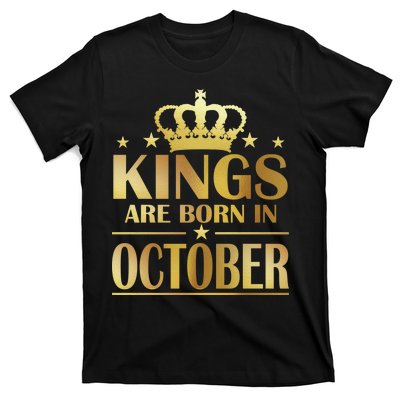 Limited Edition Kings Are Born in October Gold Print T-Shirt