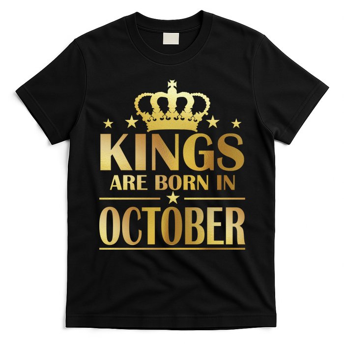 Limited Edition Kings Are Born in October Gold Print T-Shirt