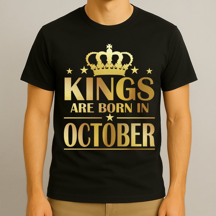 Limited Edition Kings Are Born in October Gold Print T-Shirt