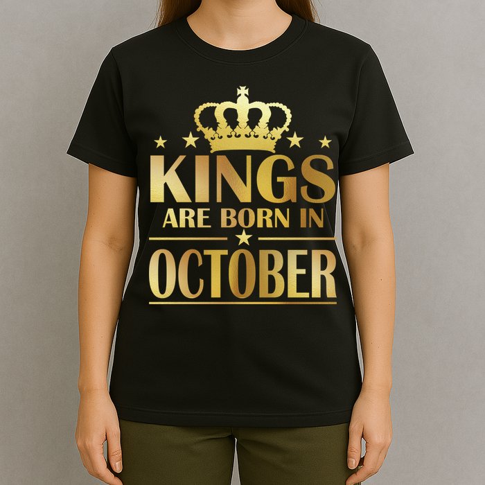 Limited Edition Kings Are Born in October Gold Print T-Shirt