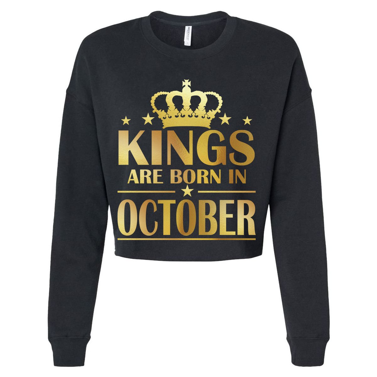 Limited Edition Kings Are Born in October Gold Print V-Neck T-Shirt