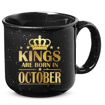 Limited Edition Kings Are Born in October Gold Print 15oz Campfire Ceramic Mug