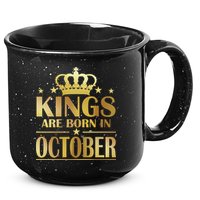 Limited Edition Kings Are Born in October Gold Print 15oz Campfire Ceramic Mug