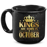 Limited Edition Kings Are Born in October Gold Print 15oz Campfire Ceramic Mug
