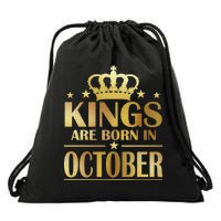 Limited Edition Kings Are Born in October Gold Print Drawstring Bag