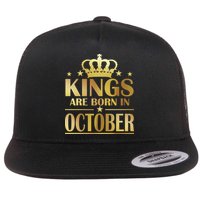 Limited Edition Kings Are Born in October Gold Print Flat Bill Trucker Hat