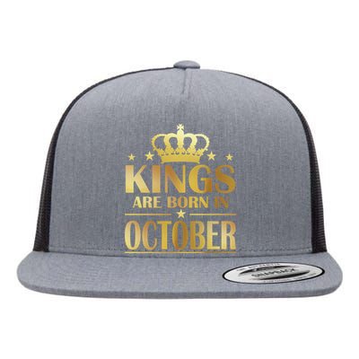 Limited Edition Kings Are Born in October Gold Print Flat Bill Trucker Hat