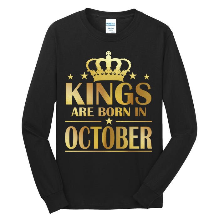 Limited Edition Kings Are Born in October Gold Print Tall Long Sleeve T-Shirt