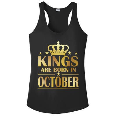 Limited Edition Kings Are Born in October Gold Print Ladies PosiCharge Competitor Racerback Tank