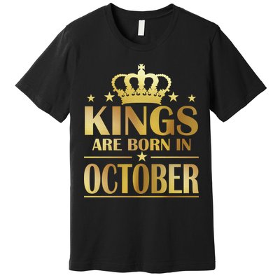 Limited Edition Kings Are Born in October Gold Print Premium T-Shirt