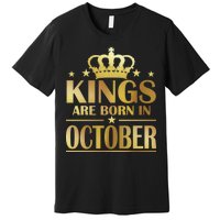 Limited Edition Kings Are Born in October Gold Print Premium T-Shirt