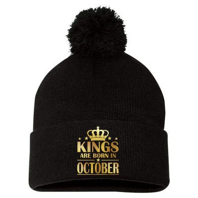 Limited Edition Kings Are Born in October Gold Print Pom Pom 12in Knit Beanie