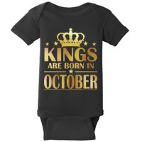 Limited Edition Kings Are Born in October Gold Print Baby Bodysuit