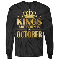 Limited Edition Kings Are Born in October Gold Print Tie-Dye Long Sleeve Shirt