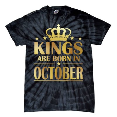 Limited Edition Kings Are Born in October Gold Print Tie-Dye T-Shirt