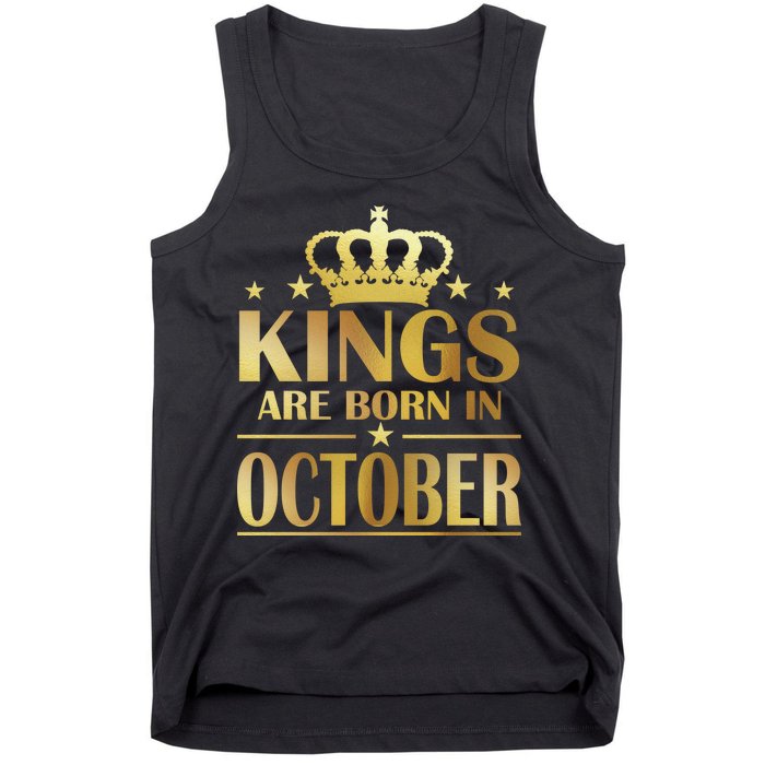 Limited Edition Kings Are Born in October Gold Print Tank Top