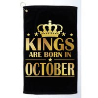 Limited Edition Kings Are Born in October Gold Print Golf Towel
