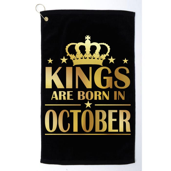 Limited Edition Kings Are Born in October Gold Print Golf Towel