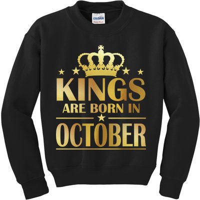 Limited Edition Kings Are Born in October Gold Print Kids Sweatshirt