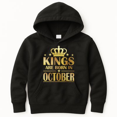 Limited Edition Kings Are Born in October Gold Print Kids Hoodie