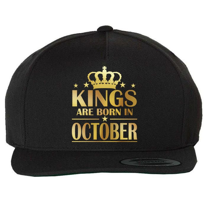 Limited Edition Kings Are Born in October Gold Print Wool Snapback Cap