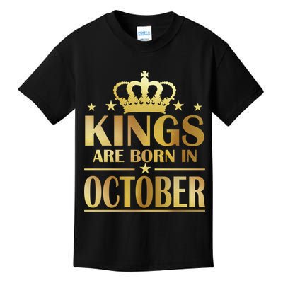 Limited Edition Kings Are Born in October Gold Print Kids T-Shirt