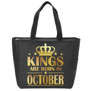 Limited Edition Kings Are Born in October Gold Print Zip Tote Bag