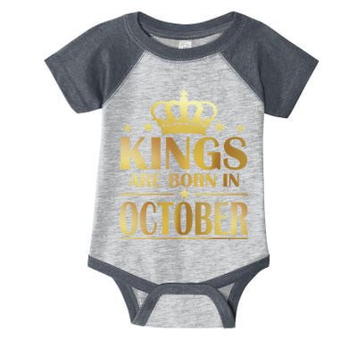 Limited Edition Kings Are Born in October Gold Print Infant Baby Jersey Bodysuit